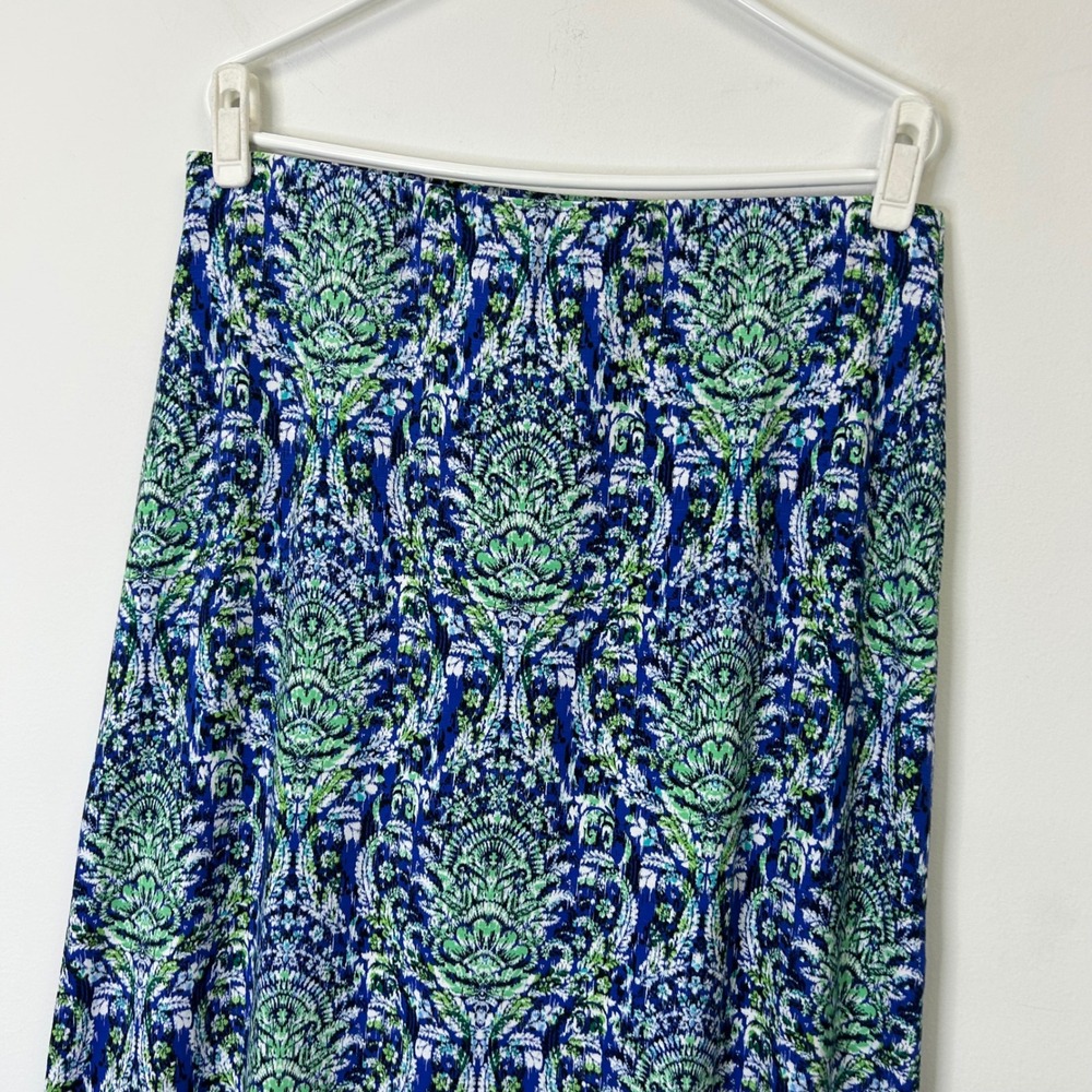 NEW J Jill Maxi Skirt Women's Size Medium Pull On Blue Paisley Tropical Vacation - Picture 3 of 8